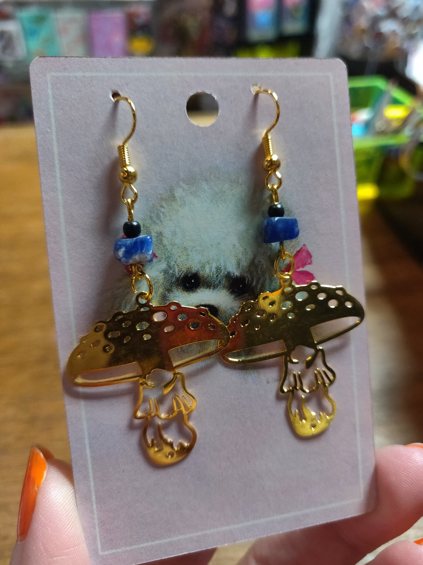 Sodalite Mushroom EARRINGS by Skullduggery Studio