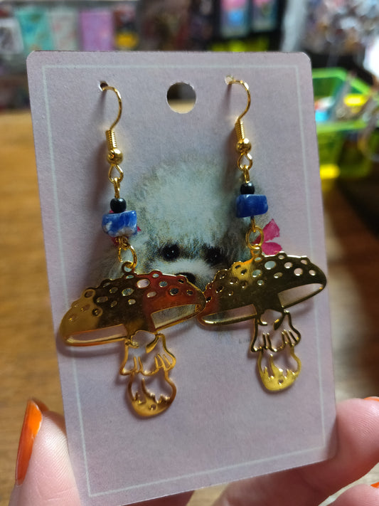 Sodalite Mushroom EARRINGS by Skullduggery Studio
