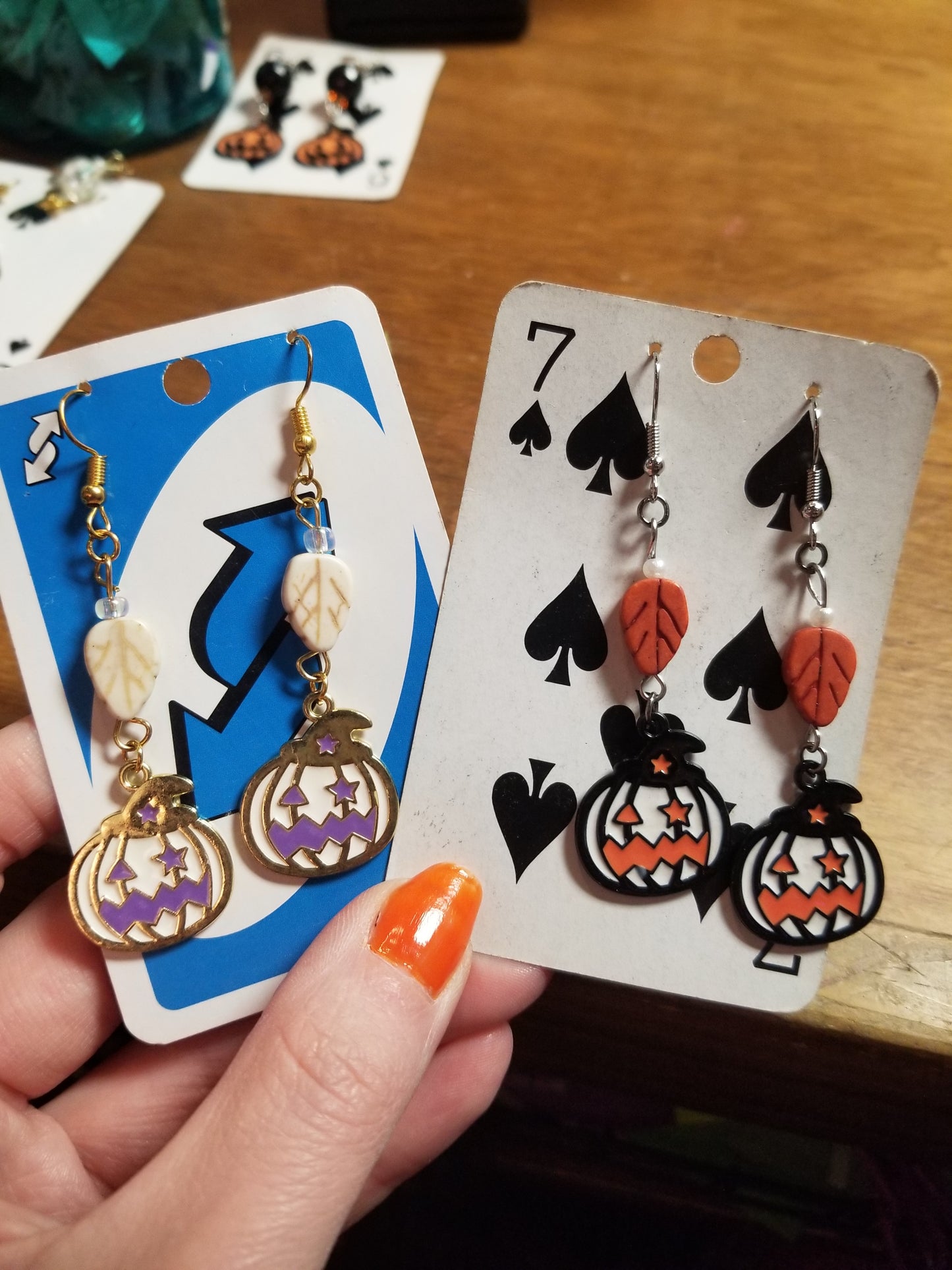 Jack O Lanterns and Leaves EARRINGS by Skullduggery Studio