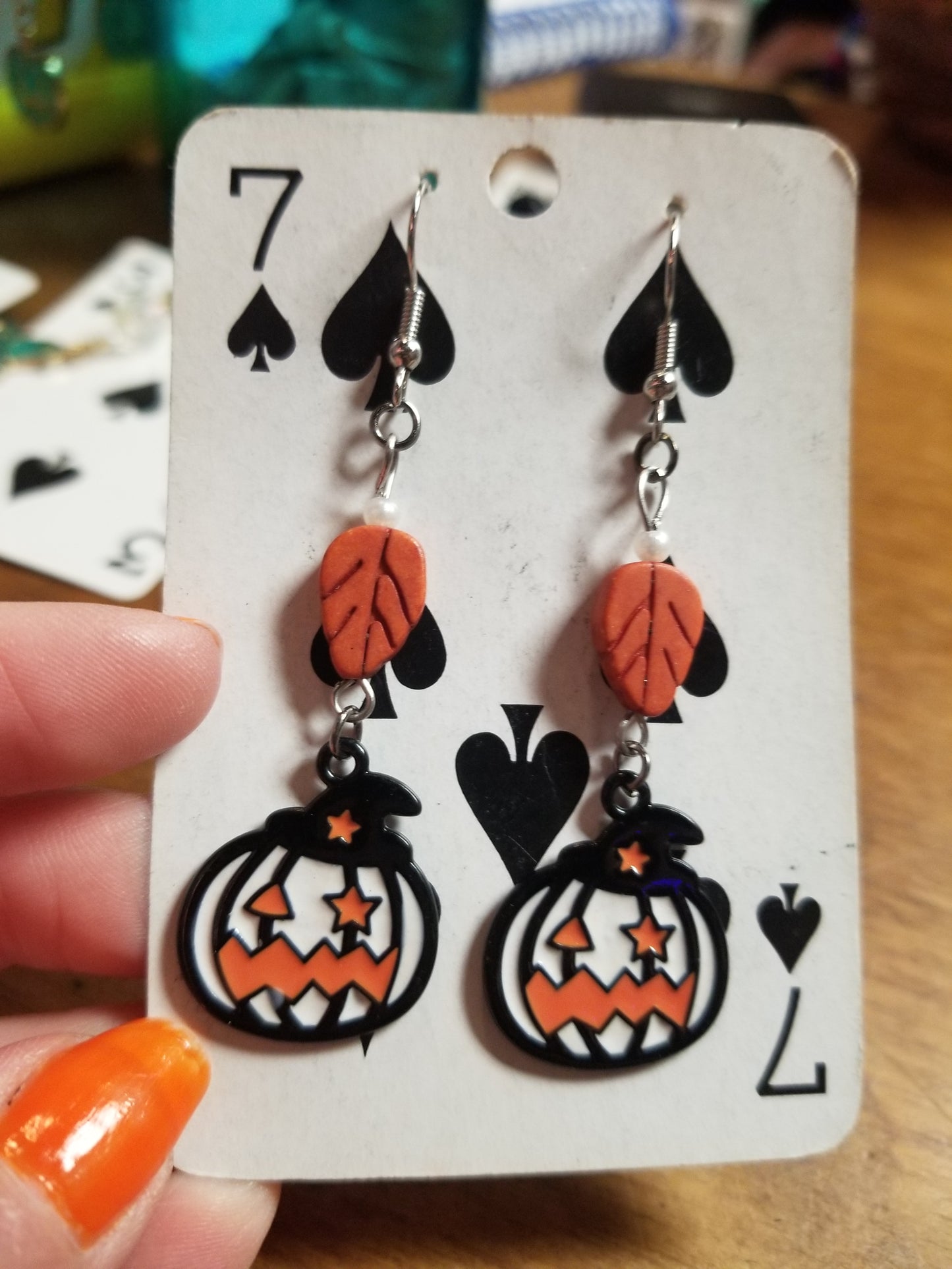 Jack O Lanterns and Leaves EARRINGS by Skullduggery Studio