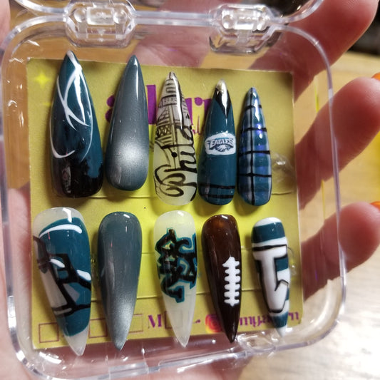 Philly Pride Hand-painted Acrylic Press On NAiL SET by Adorn Nails