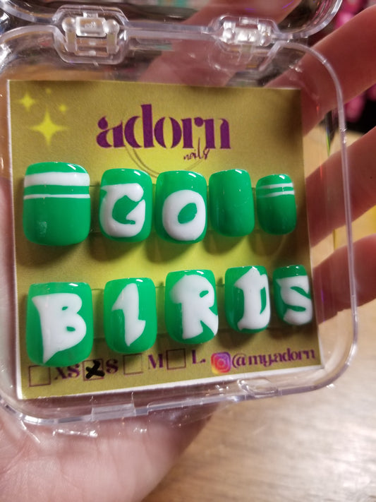 Birds Hand-painted Acrylic Press On NAiL SET by Adorn Nails