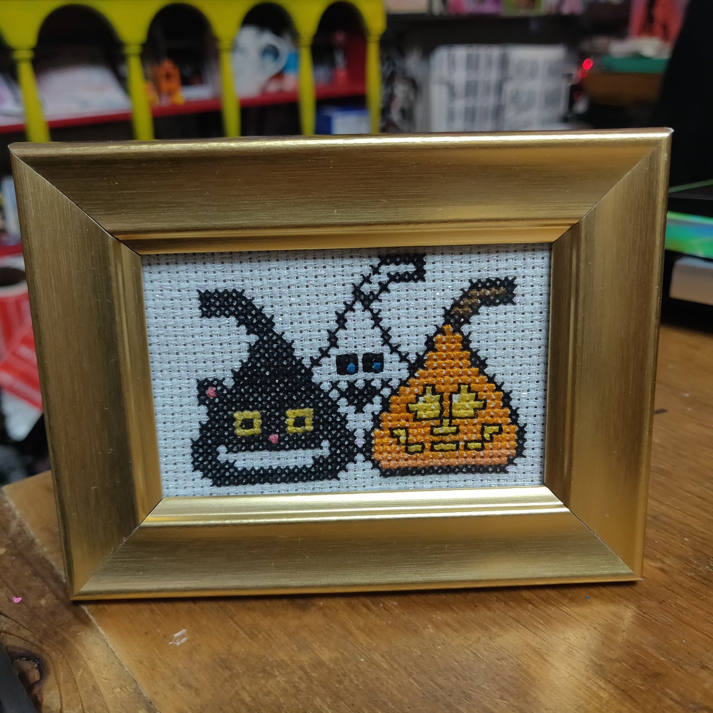 Halloween Kisses Framed Cross-Stitch