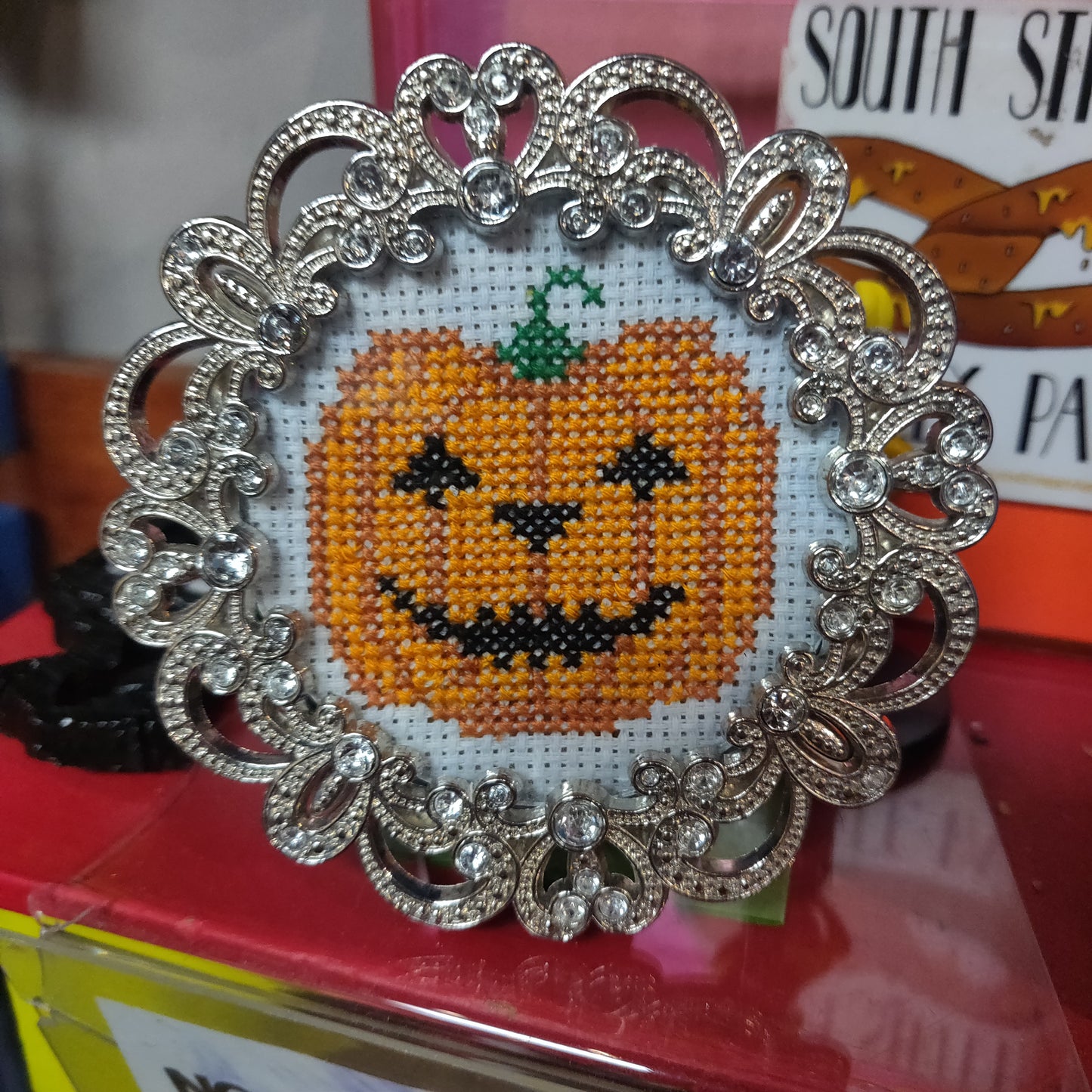 Jack O Lantern Framed Cross-Stitch