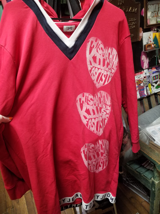 This Machine Upcycled Tommy J Hooded LONG SLEEVE SHIRT