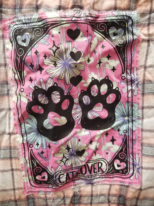 Cat Lover Upcycled Plaid LONG SLEEVE SHIRT