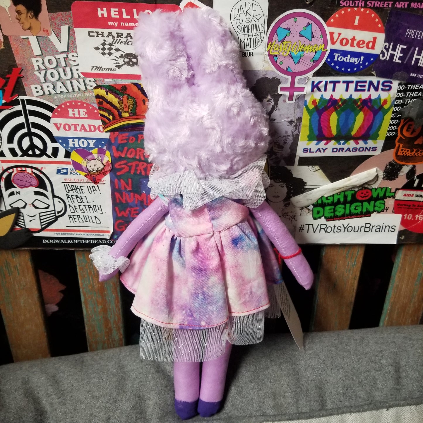 Purple Bunny Ears B Little Darlings Handmade DOLL