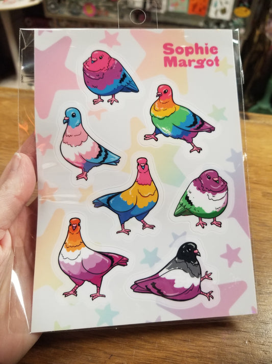 Pride Pigeons STiCKER SHEET by @SophieMargotArt
