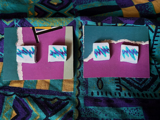 Retro Cup Pattern Clay Post EARRINGS