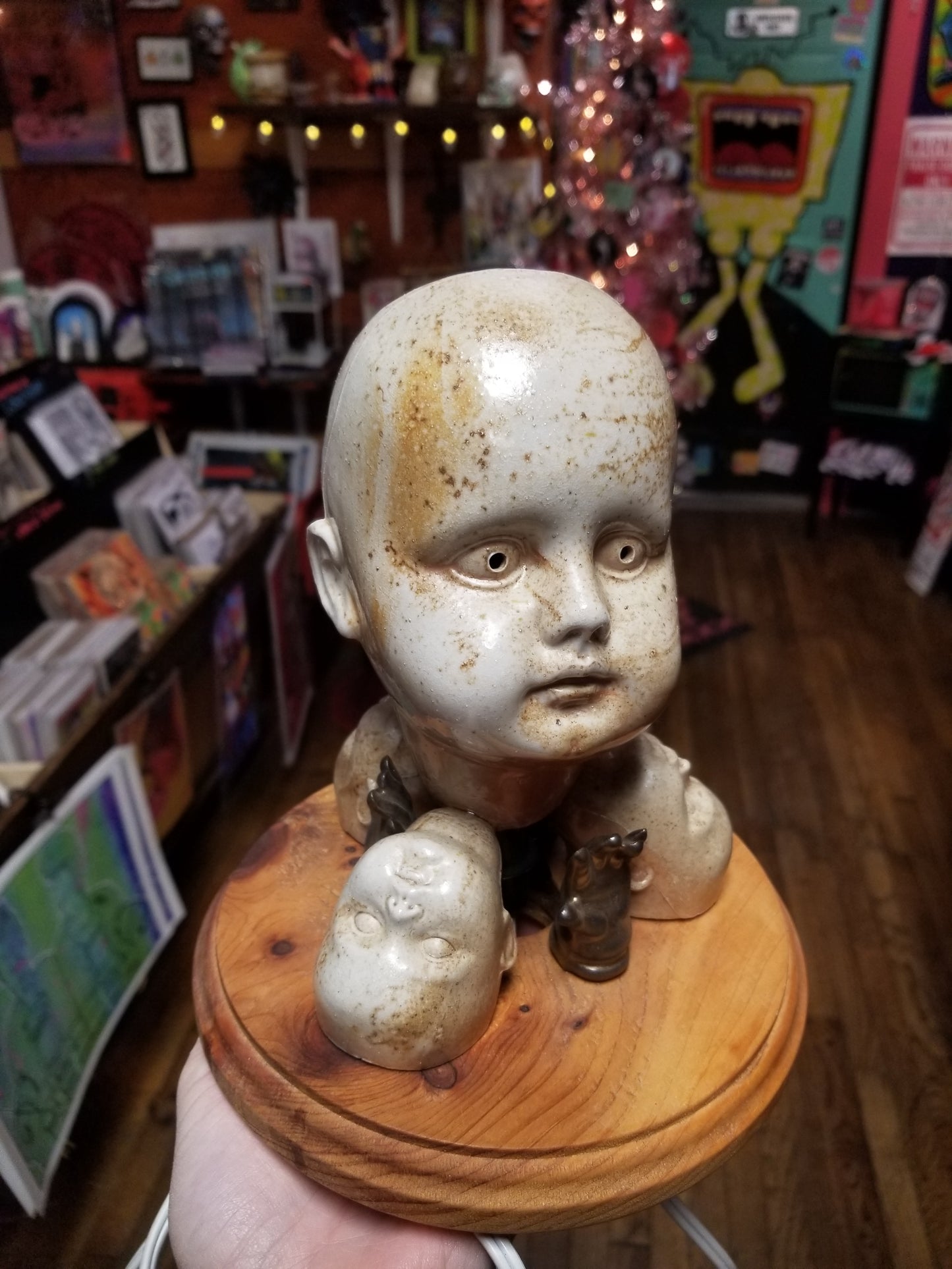 Super Sick Beeb Head Table LAMP / Statue by The Ceramery