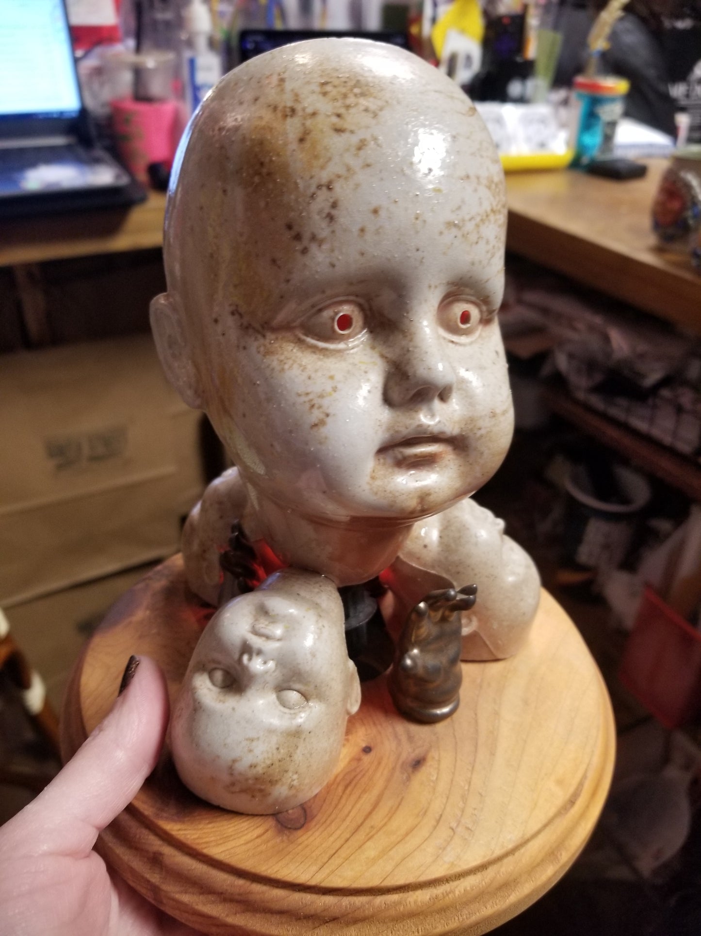 Super Sick Beeb Head Table LAMP / Statue by The Ceramery