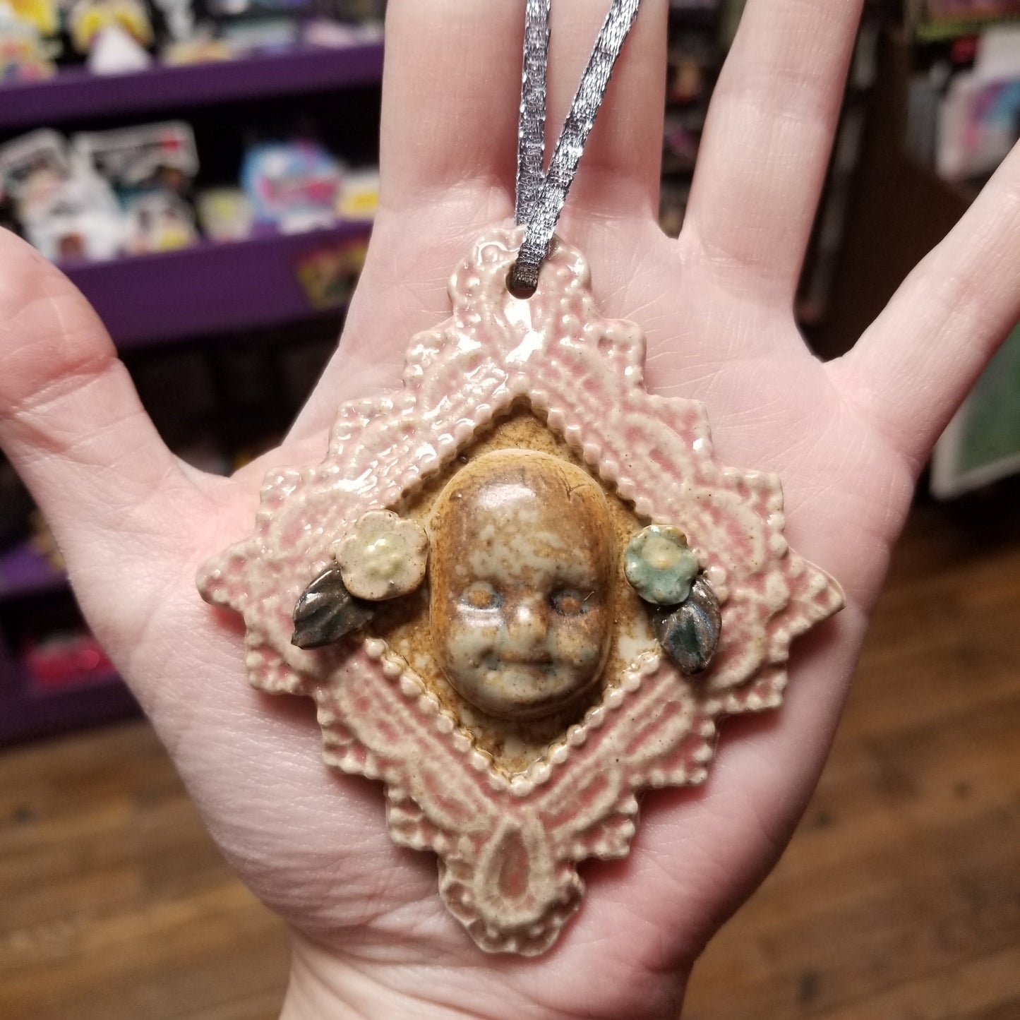 Flowered Frame Beebs ORNAMENT by The Ceramery