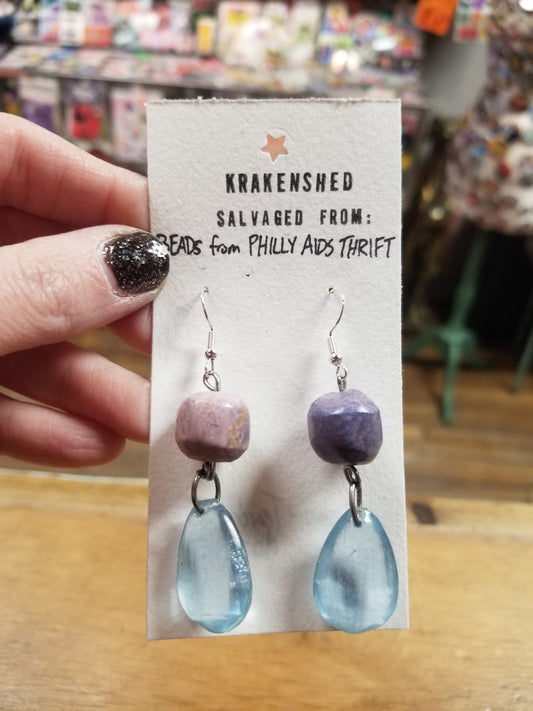 Purple Clay & Teardrop Dangle EARRINGS