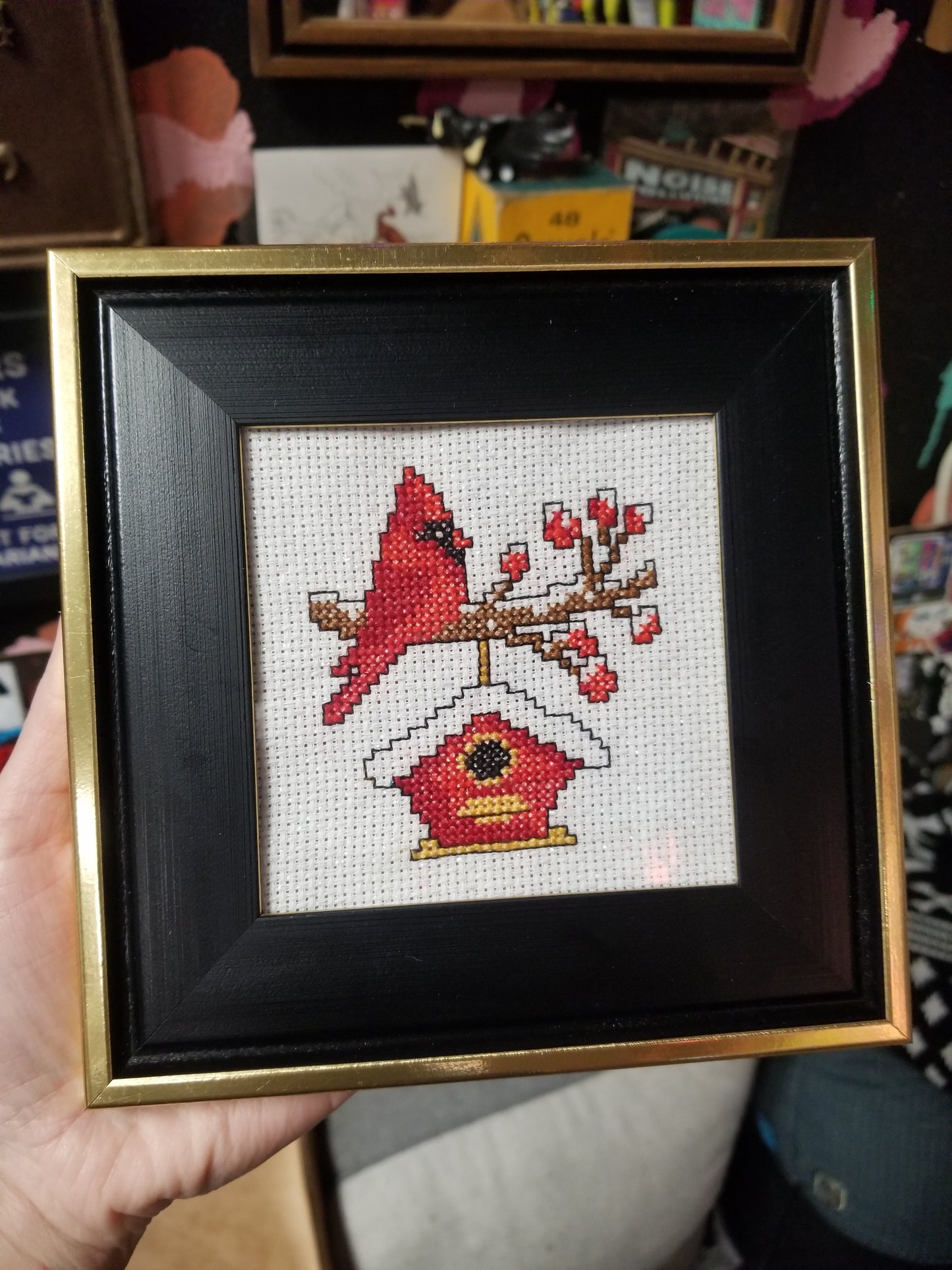 Cardinal Framed Cross-Stitch