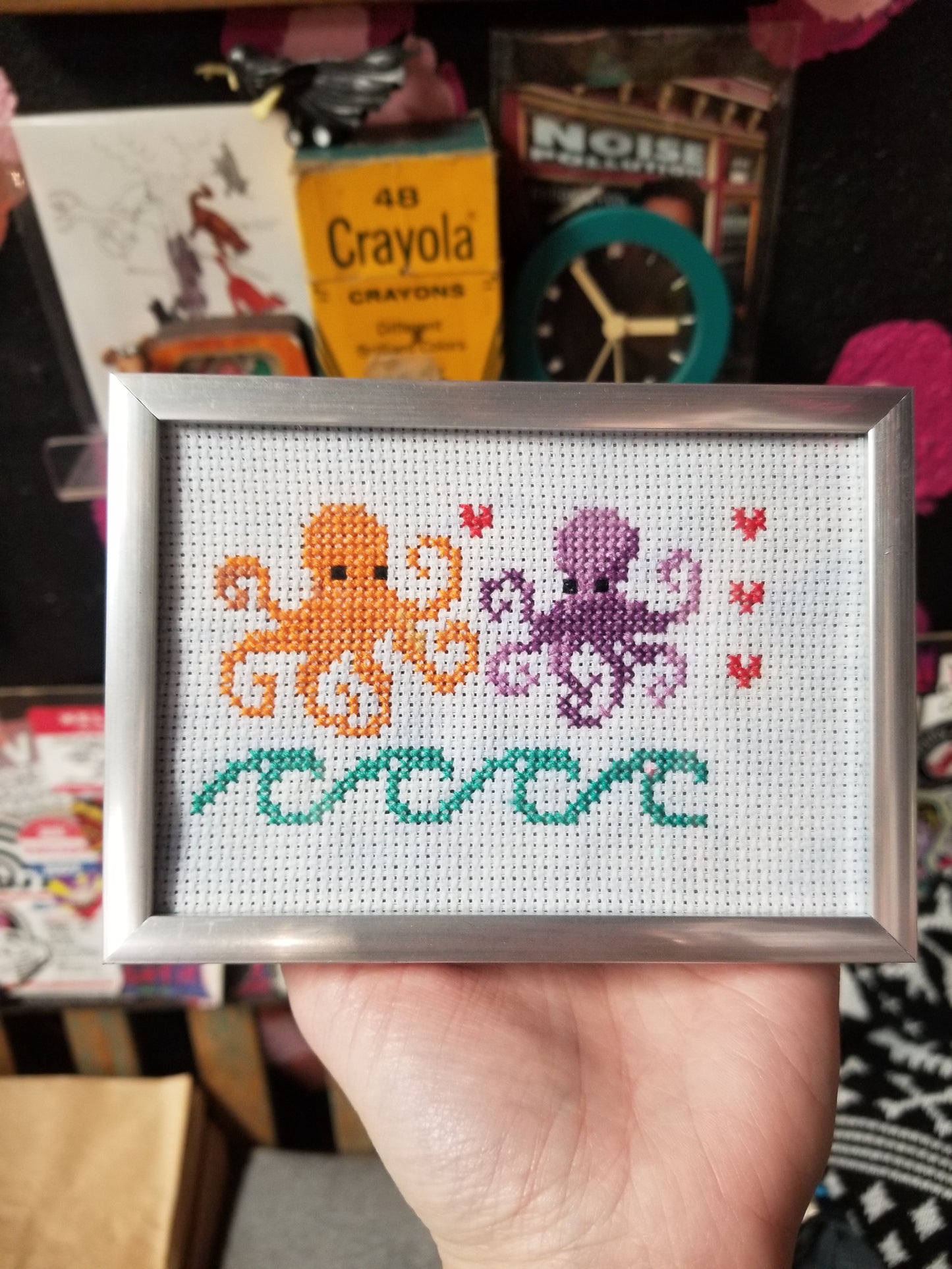 Octopus Duo Framed Cross-Stitch
