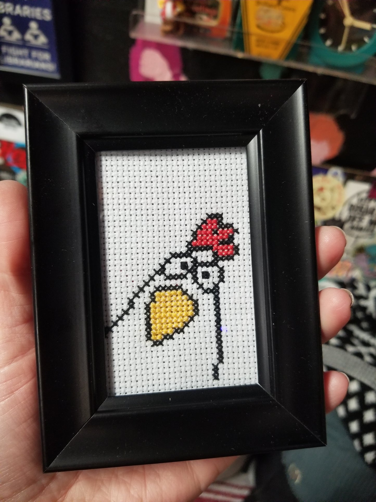 Chicken Look Framed Cross-Stitch