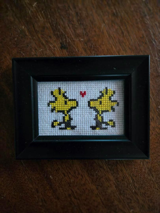 Woodstock In Love Framed Cross-Stitch