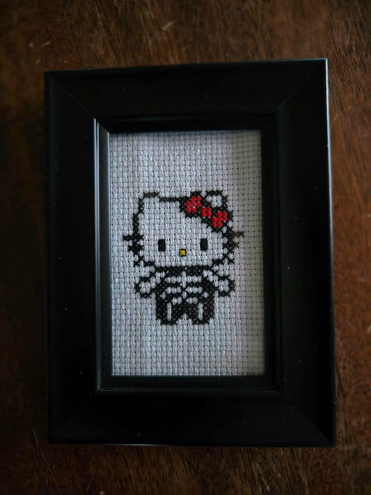 Hello Skeleton Framed Cross-Stitch