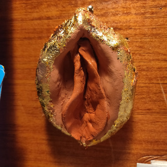 Gold Leaf One-of-a-kind Vulva WALL ART by VULVAR Productions