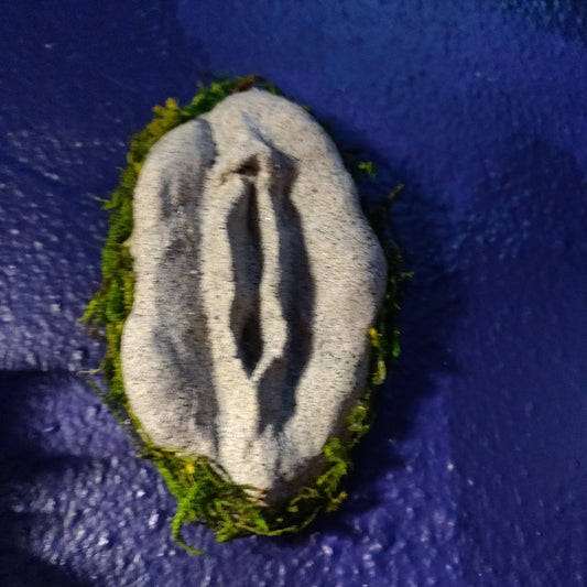 Blueish Stone Moss One-of-a-kind Vulva WALL ART by VULVAR Productions