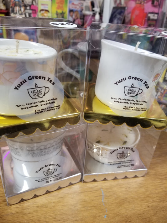 Yuzu Green Tea Scented CANDLE in Upcycled Mug