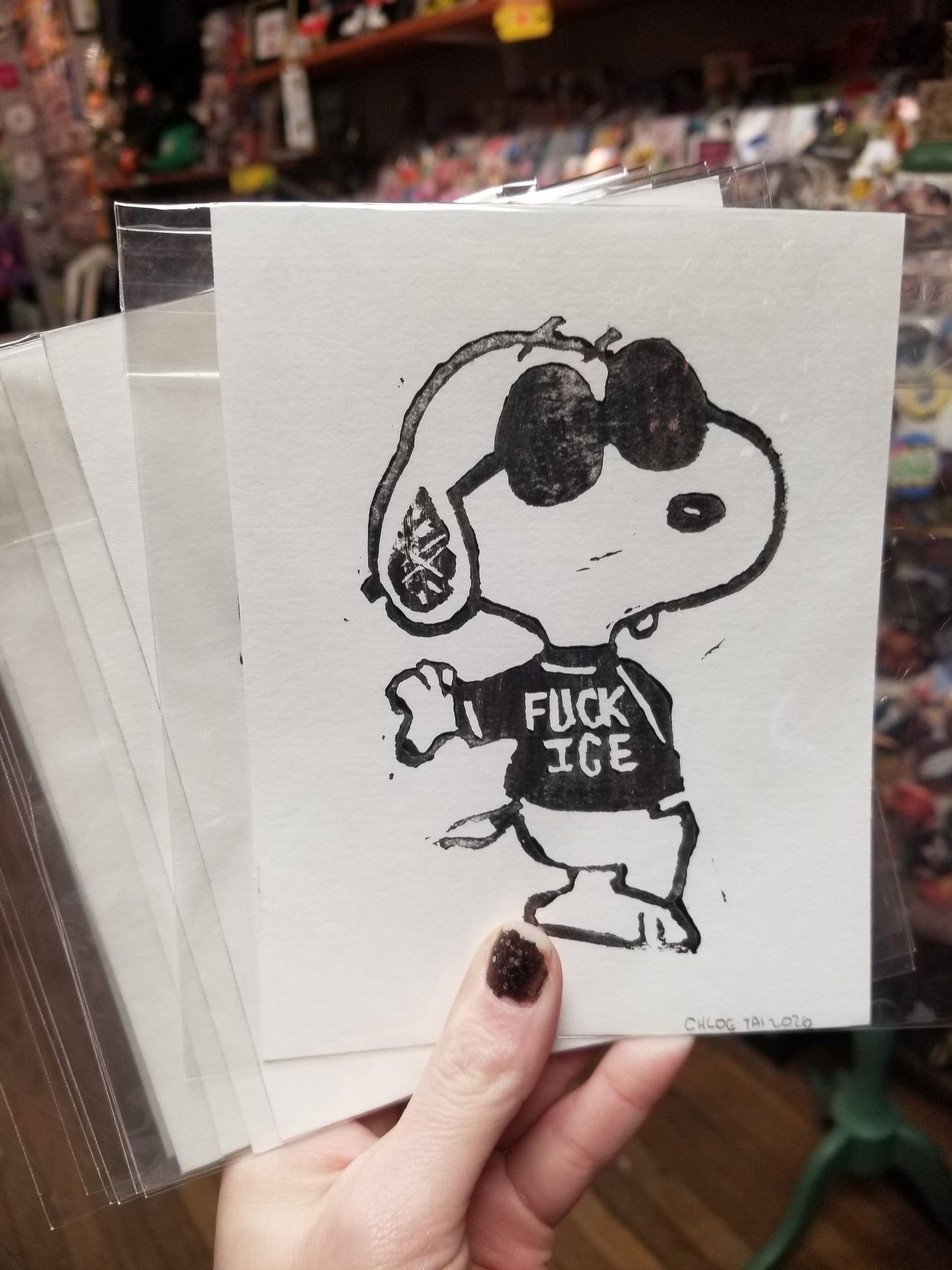 F Ice Dog Block PRINT