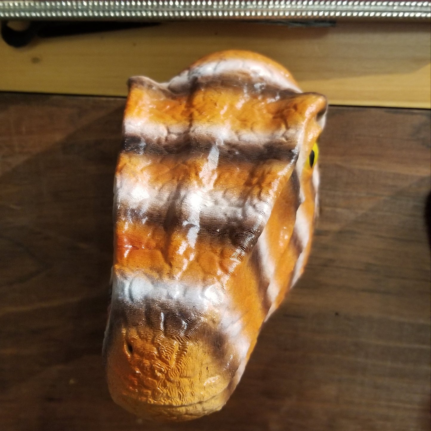 Hand Painted Brown Stripey Velociraptor WALL HANGING