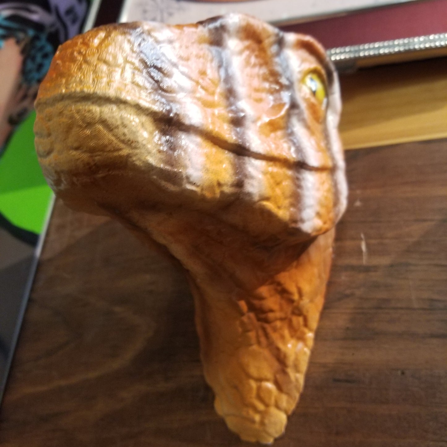 Hand Painted Brown Stripey Velociraptor WALL HANGING