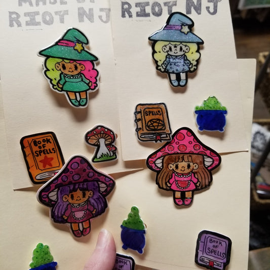 Witch and Mushroom Girl PIN PACK