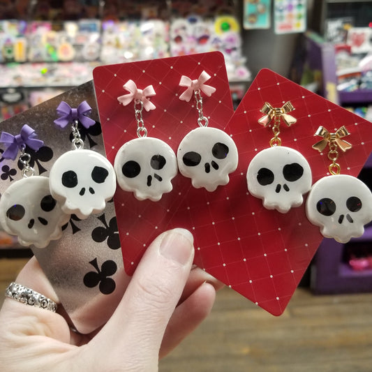 Skulls and Bows EARRINGS by Skullduggery Studio