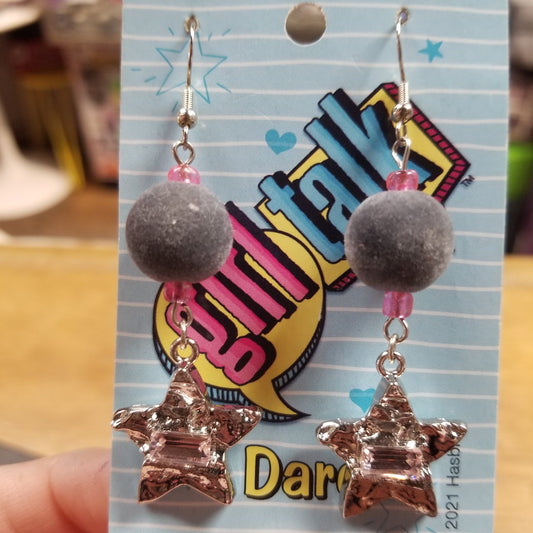 Stars & Fuzzy Beads EARRINGS by Skullduggery Studio