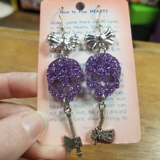 Skulls Bows and Axes EARRINGS by Skullduggery Studio