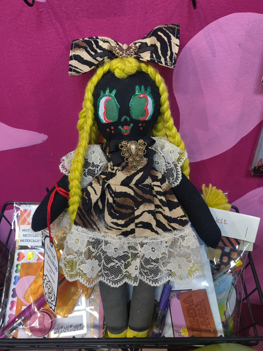 Little Darlings Handmade DOLL with Lime Green Twists