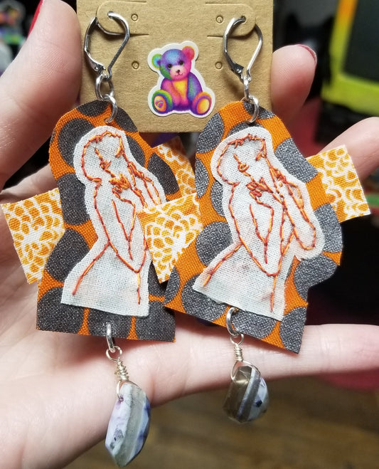 Embroidered Figure EARRINGS by ThEm's