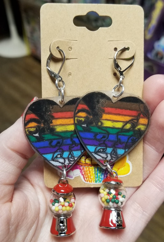 Pride Hearts and Gumballs EARRINGS by ThEm's