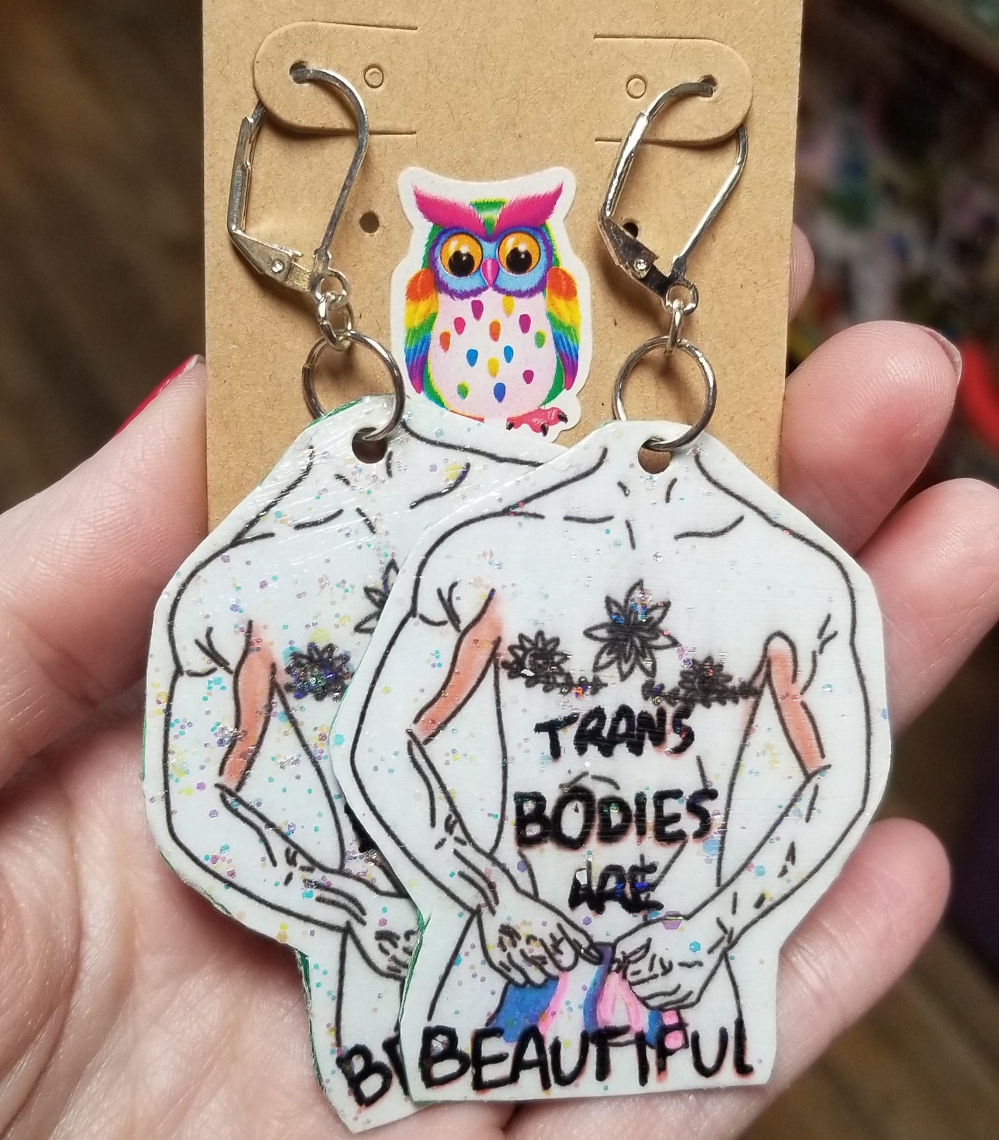 Trans Bodies Are Beautiful (White) EARRINGS by ThEm's
