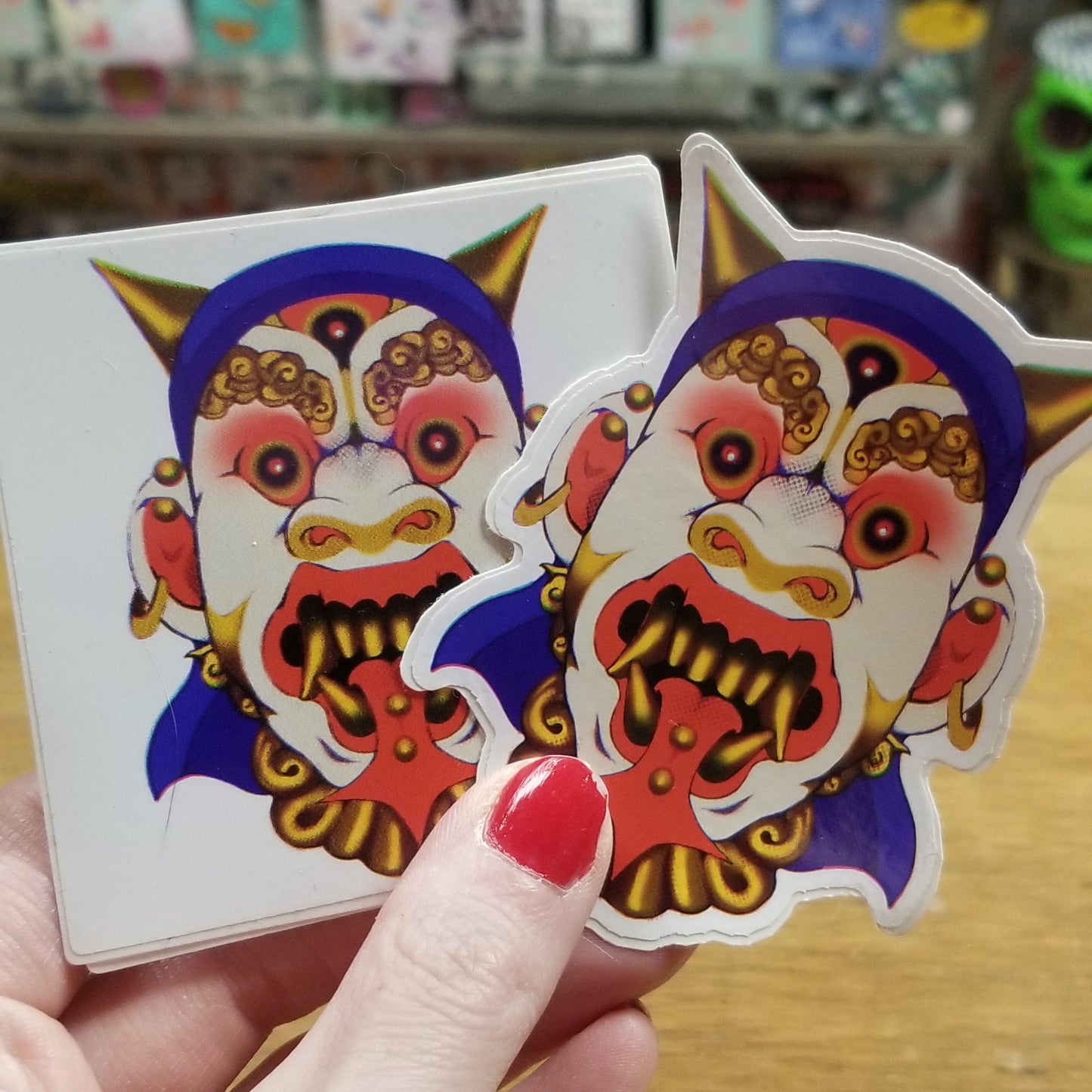Red Blue Gold Mask STICKER