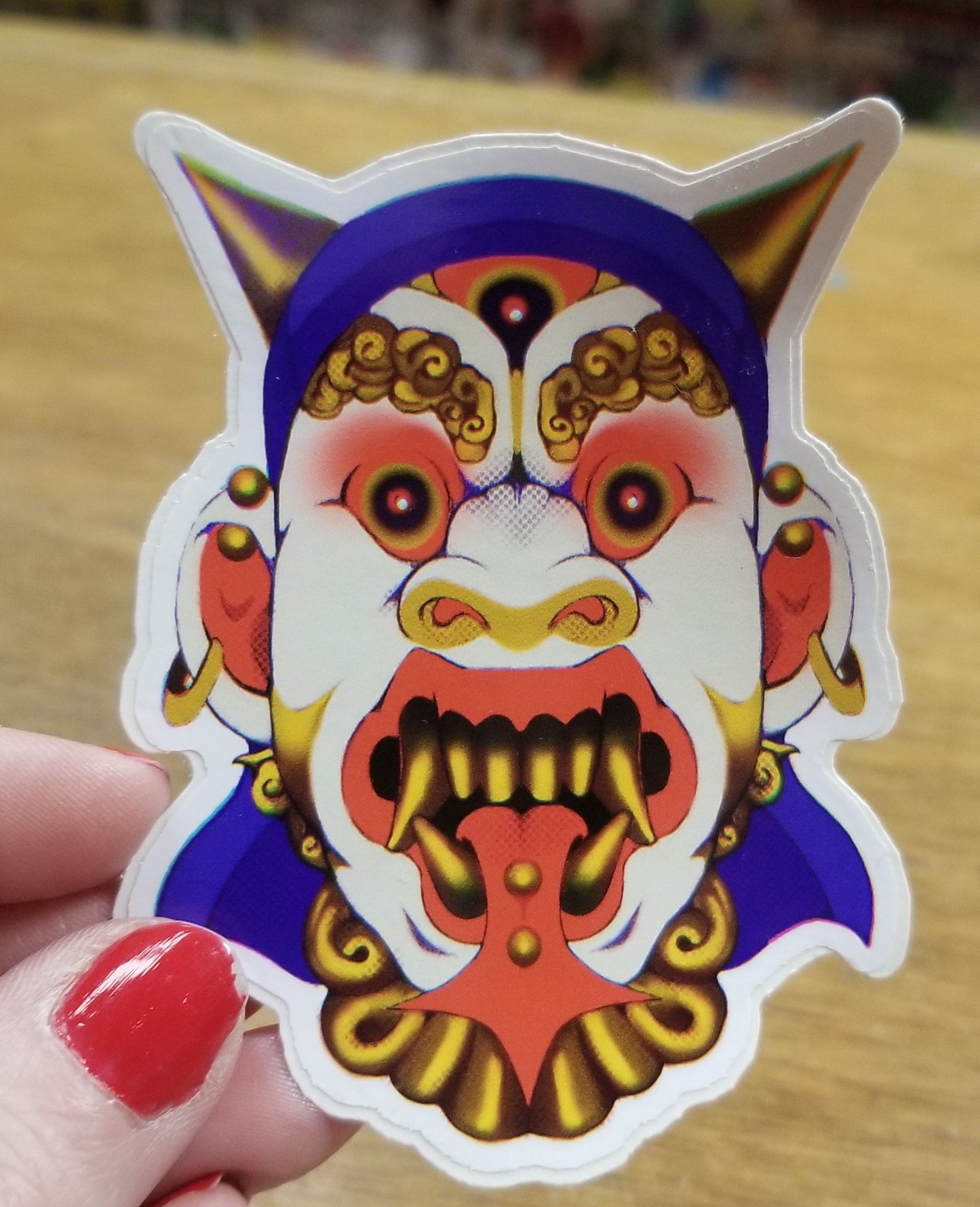 Red Blue Gold Mask STICKER