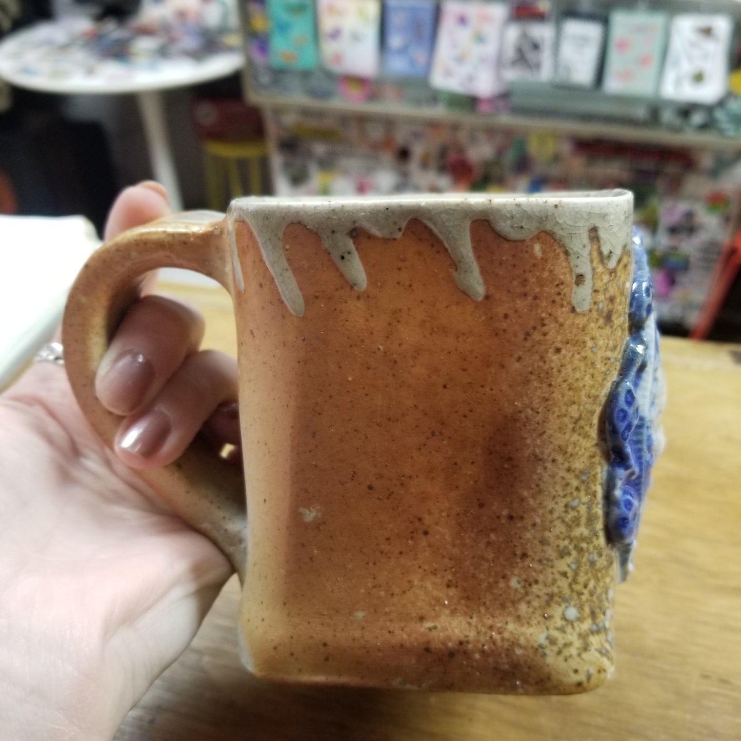 Blue Framed Square Ceramic Beeb Head MUG