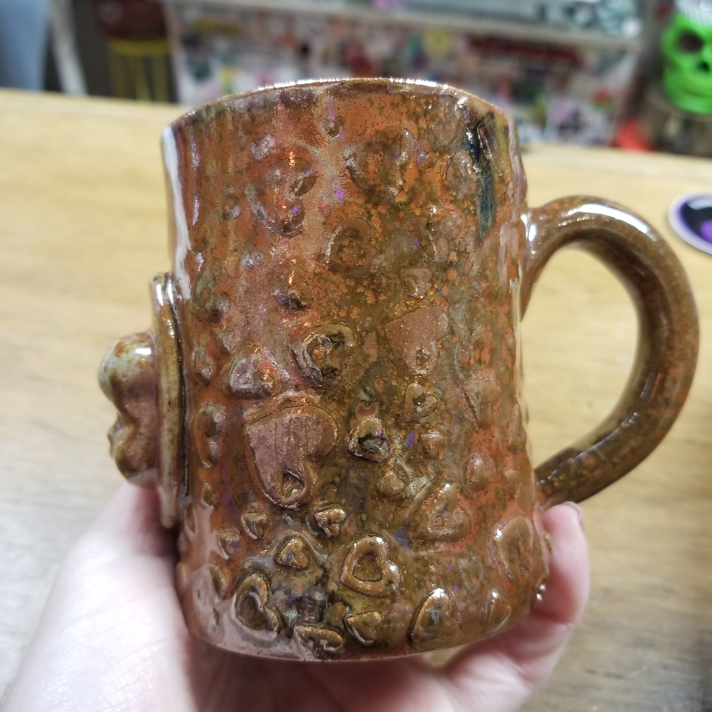 Brown with Hearts Ceramic Beeb Head MUG