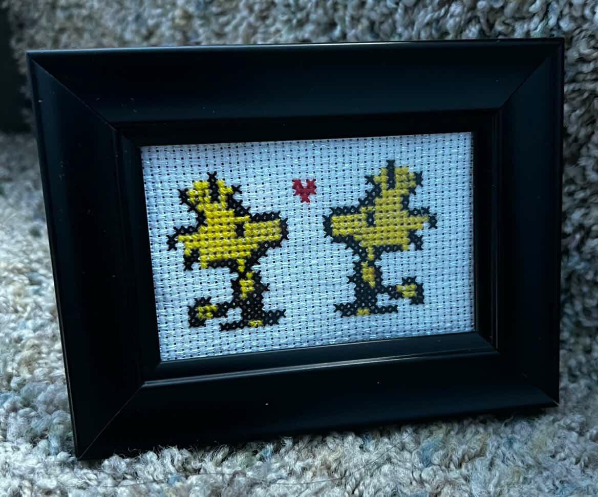 Woodstock In Love Framed Cross-Stitch
