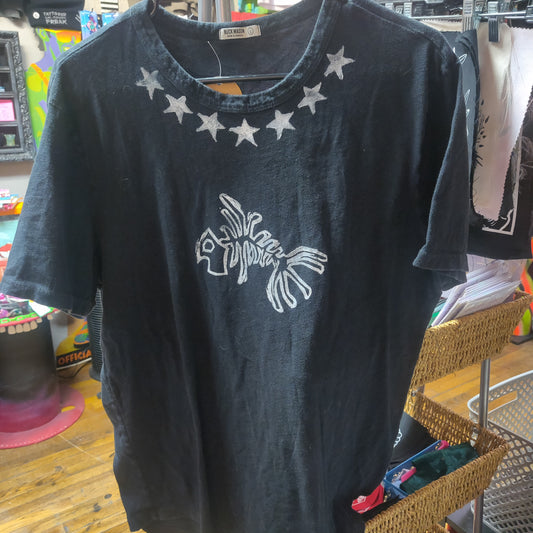 Star Collar & Fishbone Upcycled Black Short Sleeve Shirt by Start Over Studio