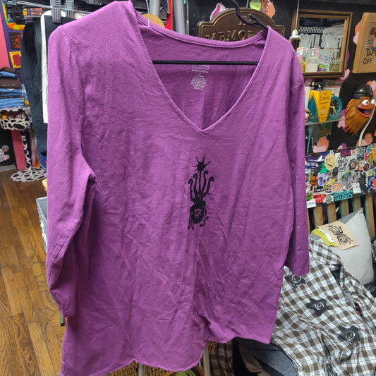 Purple Beetle Upcycled 3/4 Sleeve Shirt by Start Over Studio