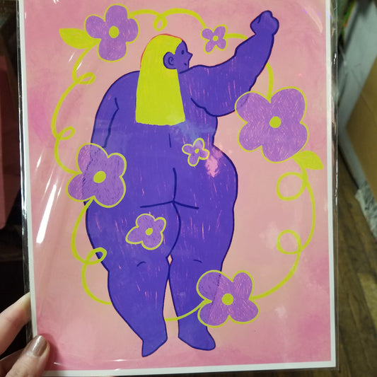 Purple Flowers PRINT by Obeillustration