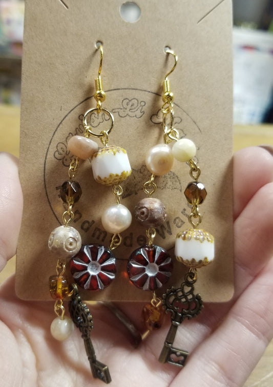 Willow Earrings with Fresh Water Pearls and Keys EARRiNGS by Lavish-Li Made