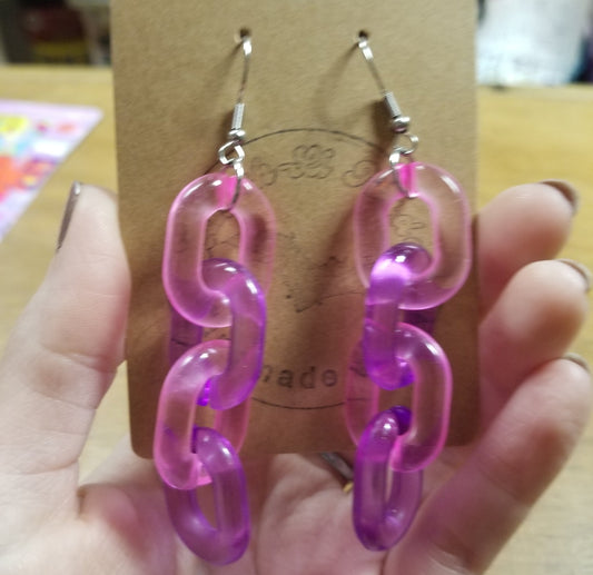 Purple and Pink Large Link EARRiNGS by Lavish-Li Made