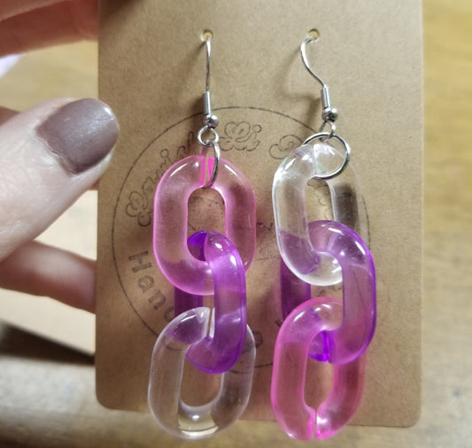 White Purple and Pink Large Link EARRiNGS by Lavish-Li Made