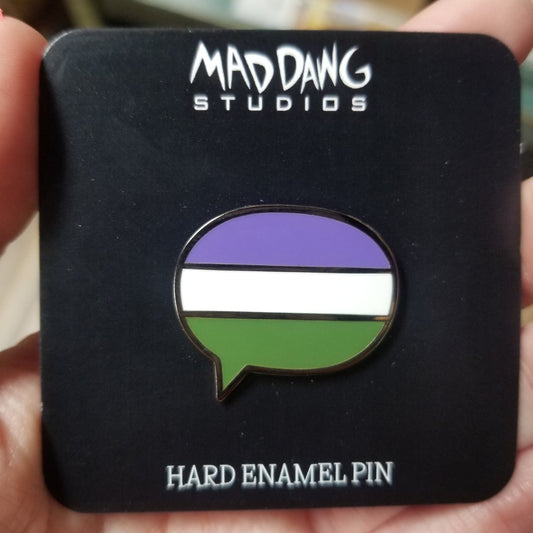Genderqueer Pride Flag Speech Bubble ENAMEL PIN