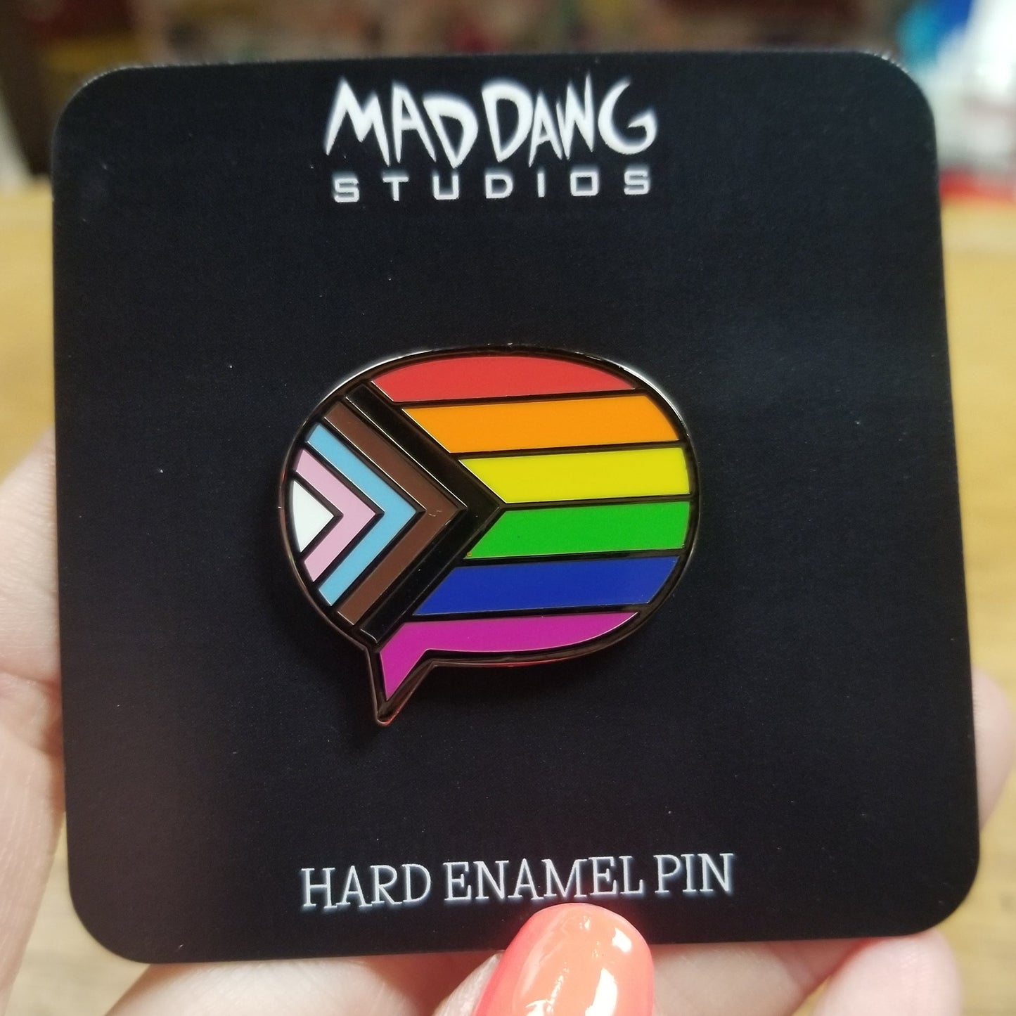 Progressive Pride Flag Speech Bubble ENAMEL PIN