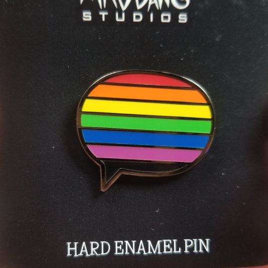 Victory Over AIDS Pride Flag Speech Bubble ENAMEL PIN